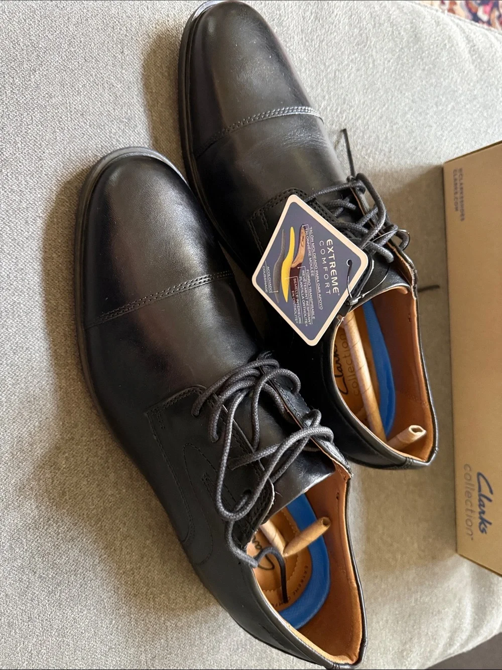 Clarks Black Leather Whiddon Cap Men’s Dress Oxfords